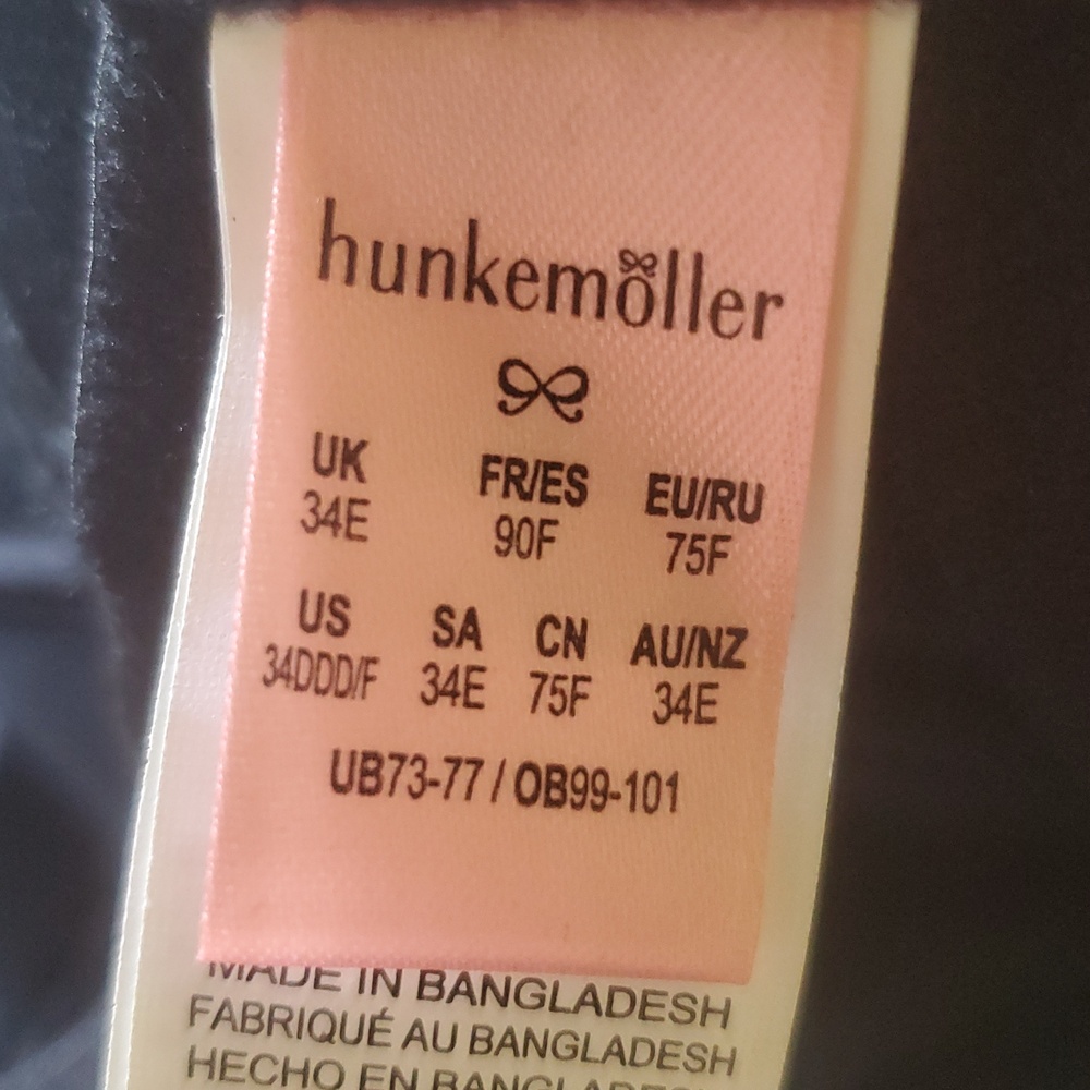 HUNKEMOLLER AMELIE PADDED UNDERWIRED LONGLINE BRA /34DDF,CAVIAR BLACK - Picture 3 of 11